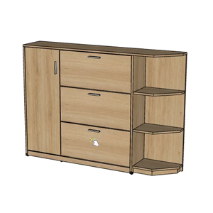 Tủ để giày có 3 cánh lật kết hợp các đợt (kệ) trang trí và 1 cánh mở