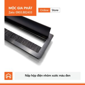 Nắp hộp điện âm bàn nhôm xước màu đen